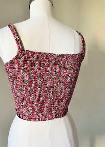 Chic Smocked Floral Crop Top