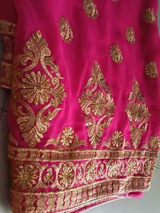 Vibrant Pink Embroidered Saree