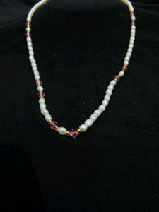 Pearl and Ruby Beaded Necklace