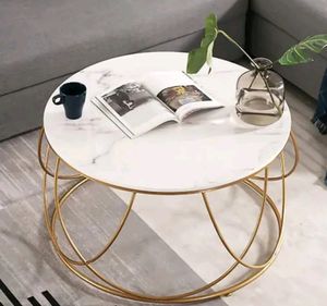 Modern Round Golden Metal Table