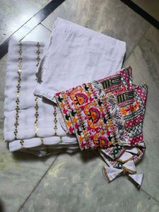 Elegant White Saree with Embroidered Blouse