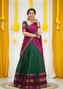Elegant Blue &amp; Pink Half Saree