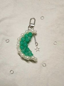 Beaded Crescent Moon Keychain
