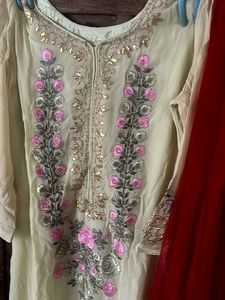 pure chiffon Embroidered Kurta Set with Dupatta
