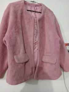 Pink Fuzzy Cropped Jacket