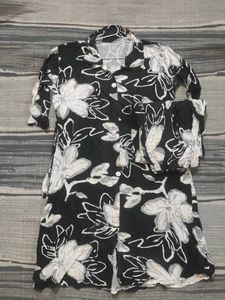 Black Floral Print Button-Up Dress