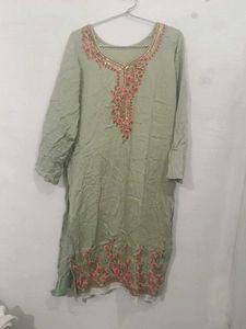 Embroidered Green Kurta