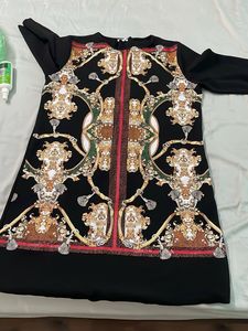 Elegant Black Baroque Print Dress