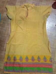 Yellow Printed Kurta