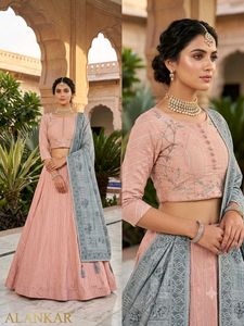 ✨️Premium Peach Zardozi-Embroidered Lehenga Set