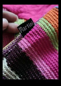 Striped A-Line Skirt with Pink Waistband