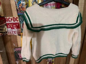 Cream &amp; Green Cable Knit Cardigan