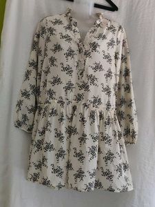 Cream & Black Floral Mini Dress