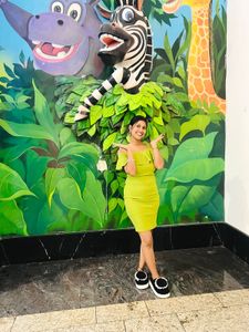 Lime Green Off-Shoulder Dress