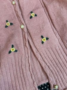 Chic Pink Embroidered Cardigan