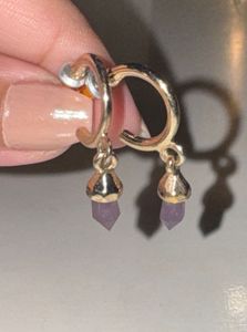 Accessorize Gold Hoop Earrings with Purple Gemston