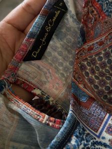 Bohemian Print Tie-Sleeve Blouse