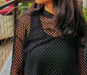 Black Fishnet Crop Top