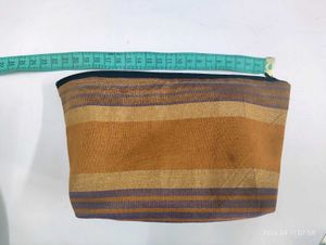 Zipper Pouch for Makeup/Stationary - Raw Silk Zari
