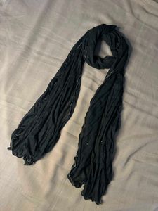 Elegant Black Scarf with Embellishments