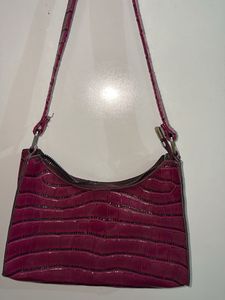 Stylish Purple Croc Embossed Bag