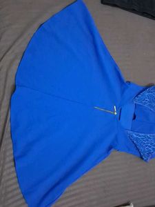 Chic Blue Sleeveless Belted Dress