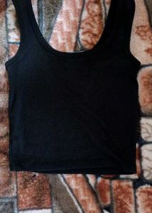 Black Ribbed Tank Top "Favourite"