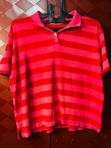 Striped Polo Neck Top