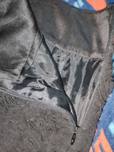 Black Textured Rose Skirt