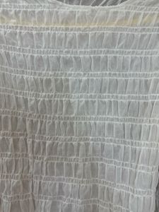 White Smocked Long Sleeve Top