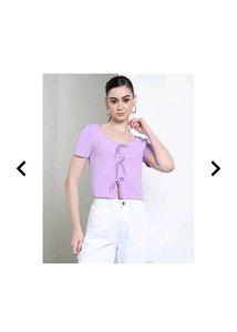 Lavender Tie-Front Crop Top