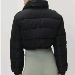 Black Cropped Puffer Jacket
