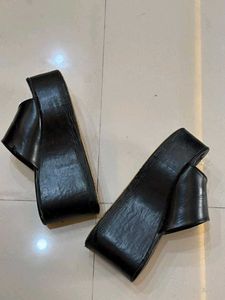 Black Platform Slide Sandals