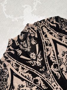 Elegant Patterned Mock Neck Dress