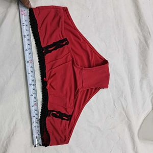 Red Briefs⭐ with Black Lace Trim