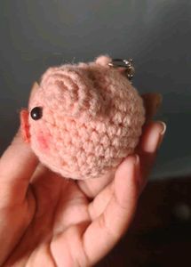 Cute Crocheted Pig Keychain Charm