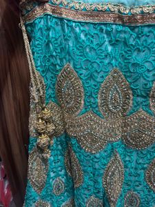 Embroidered Teal Blouse &amp; lehenga