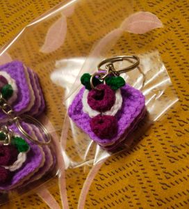 Cute Crochet Cake Keychain ✨💜