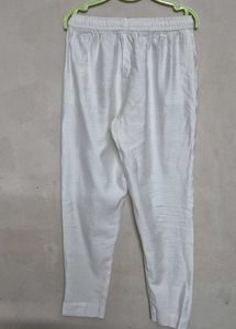 White Cotton Silk Pants