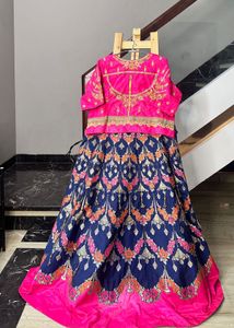 premium silk Pink &amp; Navy Lehenga Choli