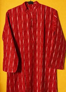 red Ikat Print Tradional Kurta
