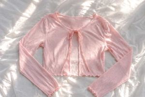 Cute Pink Tie Front Cardigan