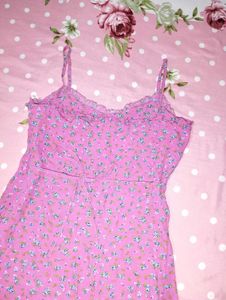 Cute Floral Pink Mini Dress
