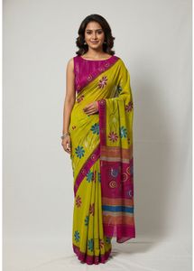 Vibrant Sequin Floral Saree with Blouse