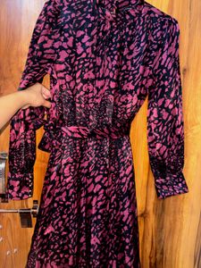 Chic Pink &amp; Purple Print Dress