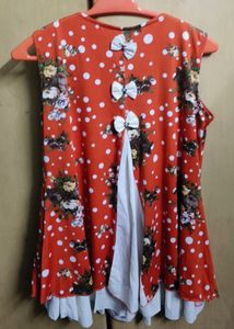 Chic Orange Floral Print Dress