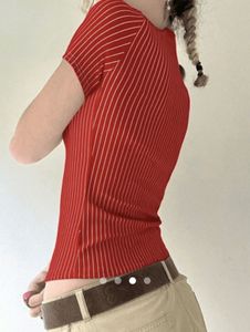 Chic Red Striped Button-Up Top