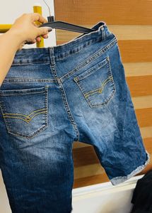 Womens Blue Denim Capri Jeans women shorts rio