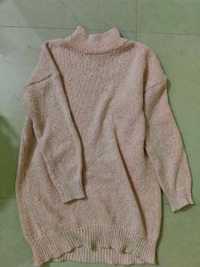 Korean Cozy Pink Mock Neck Sweater