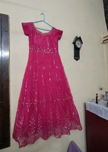 Pink Embroidered Indian Dress